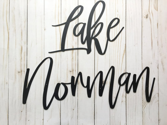 Lake Norman Metal Sign Lake House Decor Housewarming Gift Metal Words Lake Norman Sign - 8 inches - metal sign