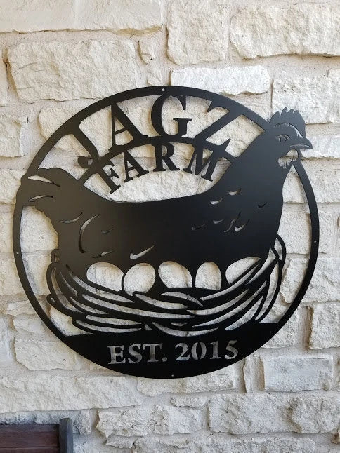 Farm Fresh Eggs Metal Sign, Chicken Nest, Custom, Farmer Sign, Personalized, Established, Plasma Cut - metal sign