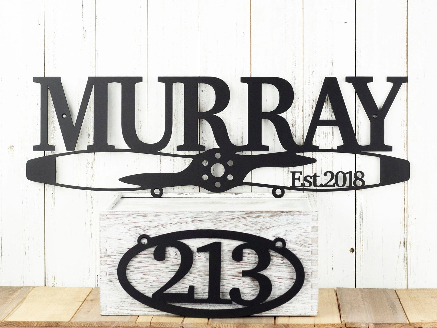 Family Last Name Metal Sign Metal House Number Sign Airplane Propeller Aviation Gift