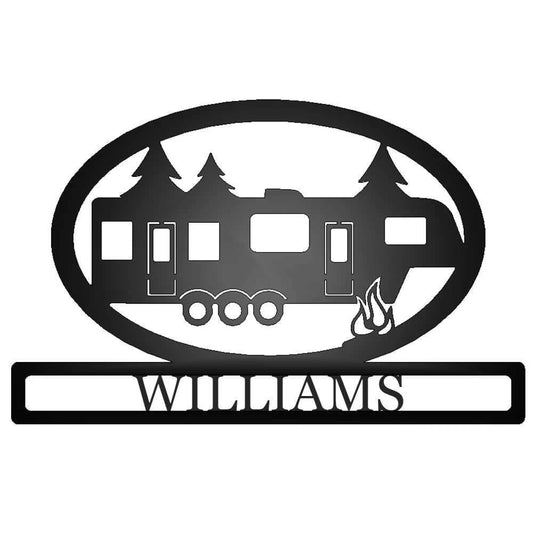 Fifth Wheel Triple Axle Personalized Metal Camper Sign 5th Wheel Steel Camping Site Marker Sign With - metal sign