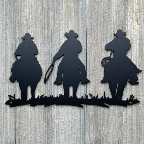 Mounted Cowboys Metal Sign Cutout Cut Metal Sign Wall Metal Art