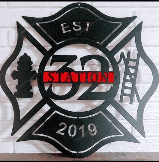 Badge Number Metal Maltese Cross Sign Cut Metal Sign Metal House Sign