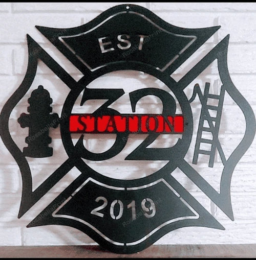 Badge Number Metal Maltese Cross Sign Cut Metal Sign Metal House Sign