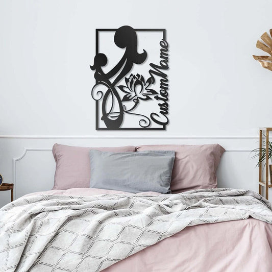 Custom Name Lotus Mother and Daughter Metal House Sign - 8 inches - metal sign