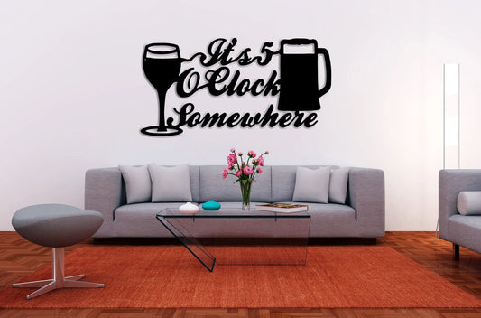 Metal Bar Sign, It's 5 O'clock Somewhere , Metal Letters, Hanging Words, Drinks , Wall Art, Metal, Words - metal sign