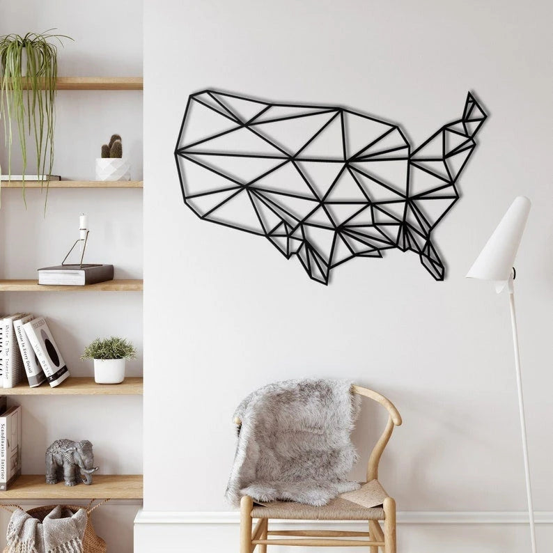 Metal World Map Geometric America Map Metal Usa Map Metal Wall Decor Interior Decoration Wall Hanging Home Living Room Decor