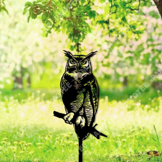 Owl Garden Stake, Metal Garden Art, Wedding Gift, Metal Laser Cut Metal Signs Custom Gift Ideas - 8 inches - metal sign