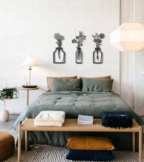 Spring Flowers Sign 3 Set Metal Wall Decoration Metal Art Wall Hangings Geometric Wall Art Metal Sign Wall Sign Housewarming Gift