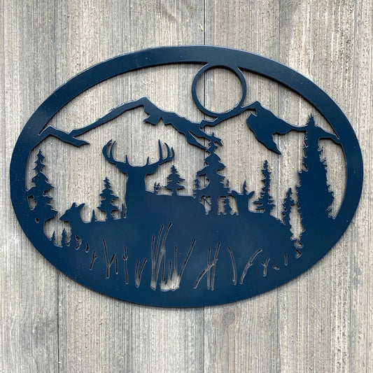 Night Forest Scene Metal Sign Cutout Cut Metal Sign Wall Metal Art - 8 inches - metal sign