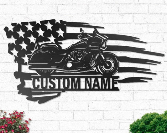 Custom Motorcycle Personalized Motorcycle Garage Name Sign Decoration For Living Room Biker - 8 inches - metal sign