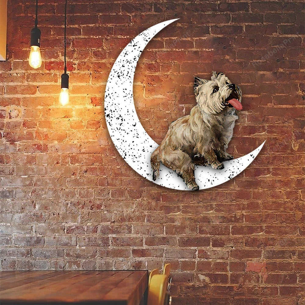 Dog Metal Sign Cairn Terrier Sit On The Moon Dog Wall Sign Gift for Dog Lover