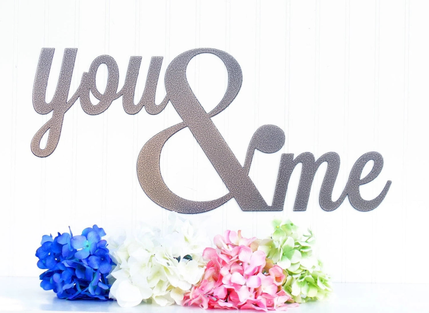 You And Me Metal Sign Silver Ampersand Wall Quote Wall Hanging Wedding Sign Wedding Decor Outdoor Sign