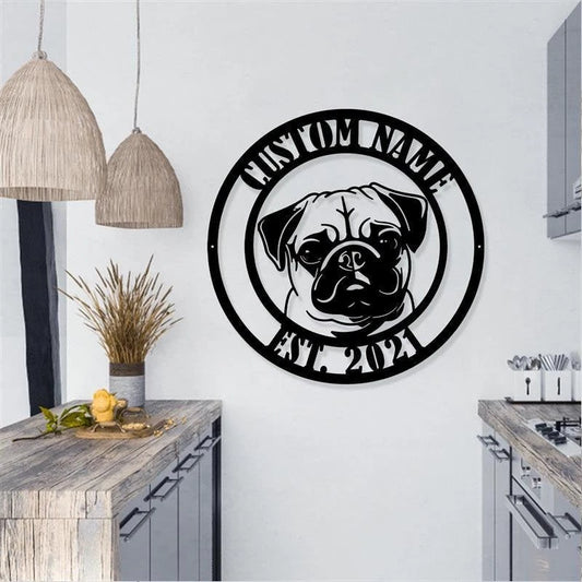 Personalized Pug Dog Sign, Pug Dog Sign, Pug Dog Gifts, Pet Name Sign, Gift For Pet Owner, Pug Dog Decor - metal sign