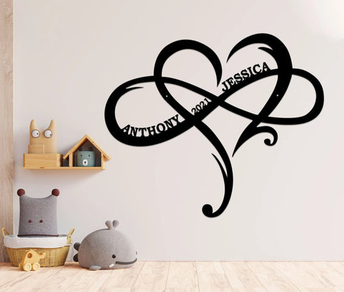 Infinite Heart Metal Sign For Couple, Love Established Sign Door Hanger, Personalized Infinity Symbol, Custom Heart Name,wedding Date Sign Laser Cut Metal Signs Custom Gift Ideas