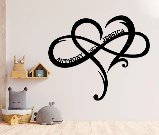 Infinite Heart Metal Sign For Couple, Love Established Sign Door Hanger, Personalized Infinity Symbol - wedding detail