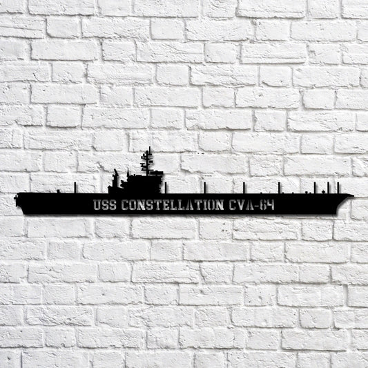 Uss Constellation Cva64 Navy Ship Metal Art, Custom Us Navy Ship Cut Metal Sign, Gift For Navy Veteran - metal sign
