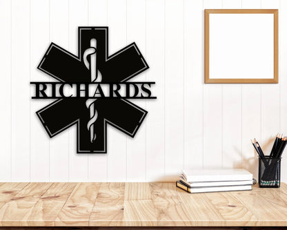 Personalized Emt Metal Name Sign, Ems Paramedic Custom Metal Wall Hanger, Gift For Medic, First Responder Gifts Custom Medical Field Gift Laser Cut Metal Signs Custom Gift Ideas