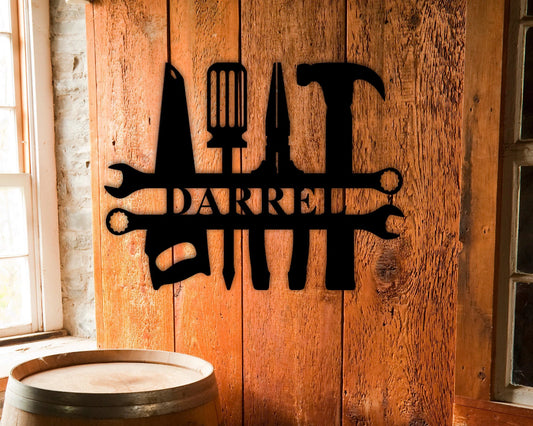 Custom Metal Name Sign Man Cave Art Sign For Him Custom Metal Sign Metal Custom Sign For Workshop Gift For Carpenter Blue Collar Gifts - 8 inches - metal sign