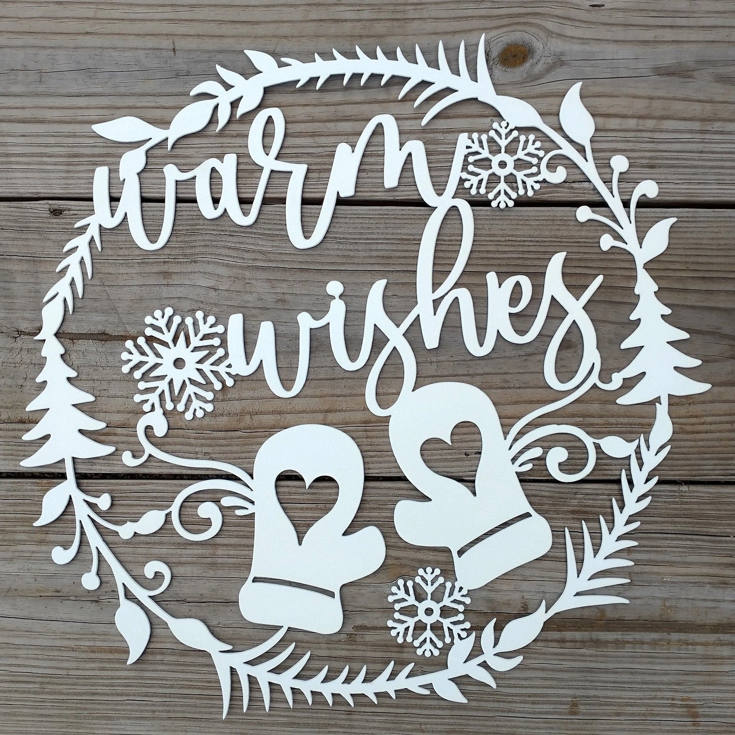 Warm Wishes Holiday Metal Sign Winter Decor Steel Wall Art Laser Cut Metal Signs Custom Gift Ideas
