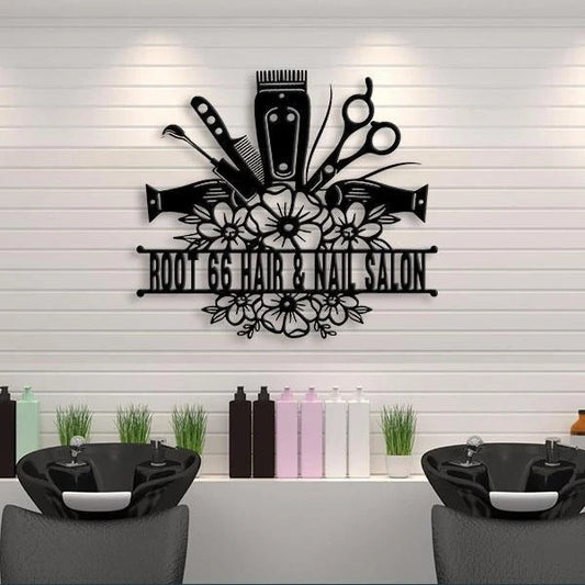 Hair And Nail Salon Cut Metal Sign - 8 inches - metal sign