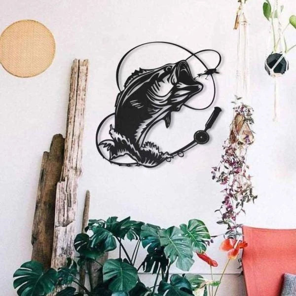 Bass Fishing Salt Fly Metal Wall Decor Cut Metal Sign Metal House Sign