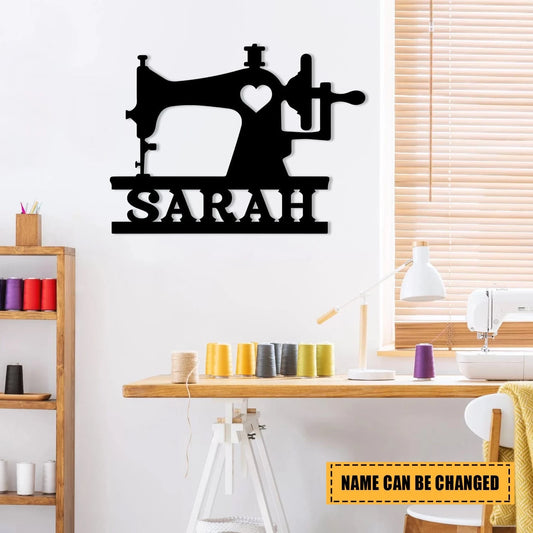 Personalized Sewing Machine Metal Sign, Custom Sewing Room, Metal Laser Cut Metal Signs Custom Gift Ideas - 8 inches - metal sign