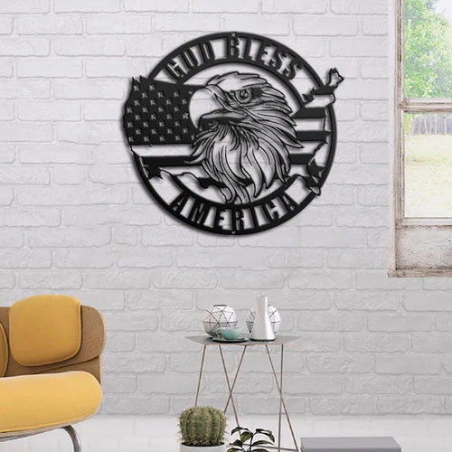American Flag With Eagle Personalized Metal Wall Art Laser Cut Metal Signs Custom Gift Ideas