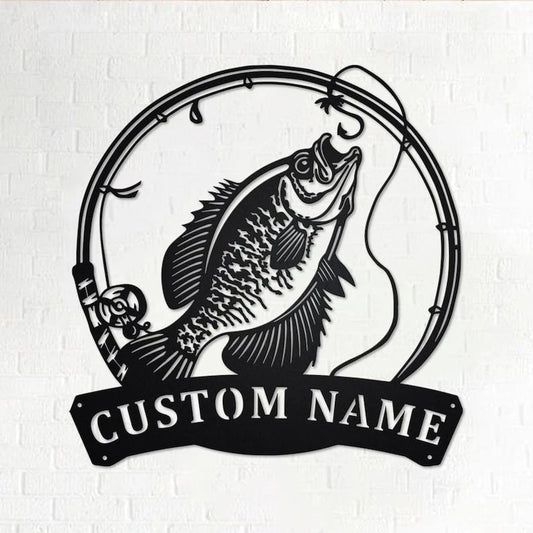 Personalized Crappie Fish Metal Sign Fishing Fishing Metal wall Decor Fishing Lover Custom Fishing Fishman Crappie - 8 inches - metal sign