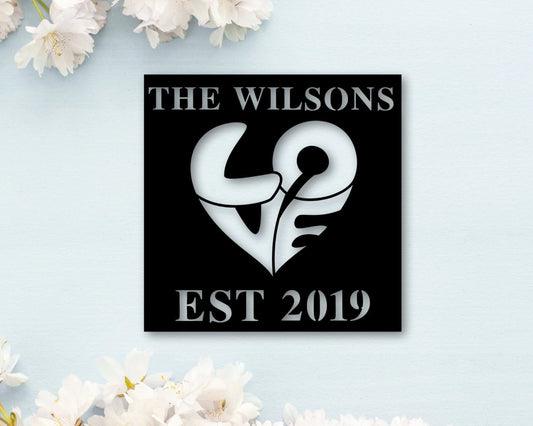 Established Name Sign Custom Metal Sign Wall Decor Rustic Gift For Him Gift For Her Love Sign Couples Sign Family Name Sign Rustic - 8 inches - metal sign