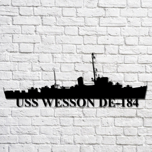 Uss Wesson De184 Navy Ship Metal Art, Custom Us Navy Ship Cut Metal Sign, Gift For Navy Veteran, Navy Ships Silhouette Metal Art, Navy Home Decor Laser Cut Metal Signs Custom Gift Ideas