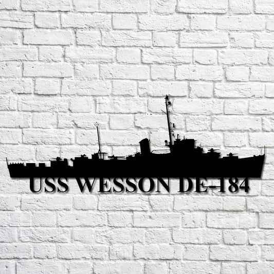 Uss Wesson De184 Navy Ship Metal Art, Custom Us Navy Ship Cut Metal Sign, Gift For Navy Veteran, Navy Ships Silhouette Metal Art, Navy Home Decor Laser Cut Metal Signs Custom Gift Ideas