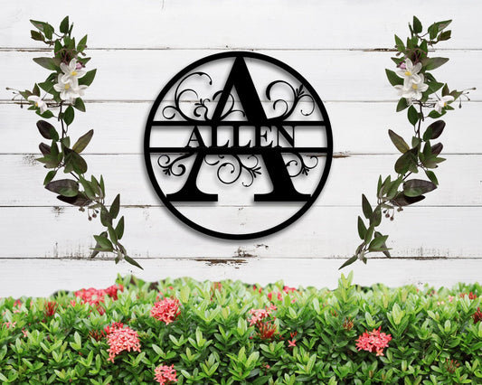 Metal Monogram Door Hanger, Metal Name Sign For Home, Personalized Metal Sign, Custom Family Name Sign - metal sign