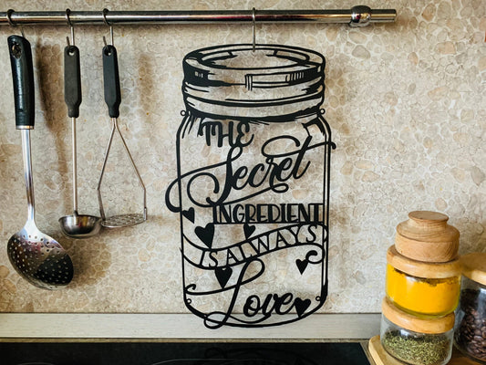 The Secret Ingredient Is Love Sign Personalized Jar Custom Funny Kitchen Sign Cooking Lover Metal Wall - metal sign