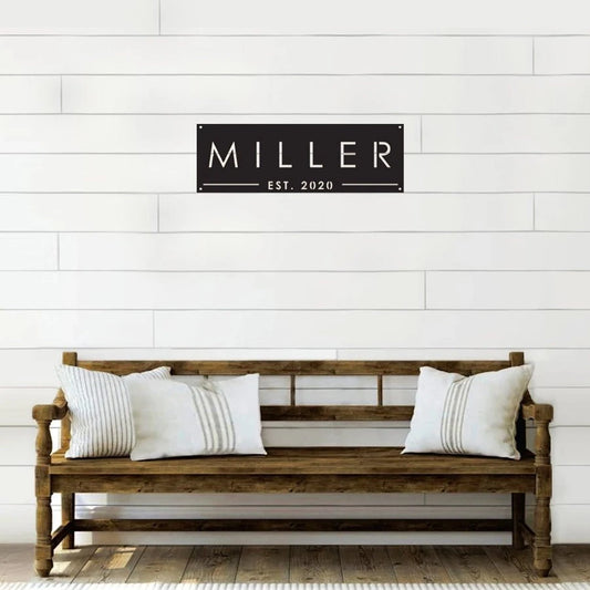Family Name Est Metal Sign - 8 inches - metal sign