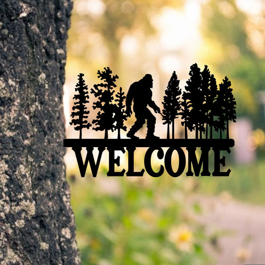 Custom Text Bigfoot Metal Tree Stake, Squatch Metal Garden Art, Metal Laser Cut Metal Signs Custom Gift Ideas - 8 inches - metal sign