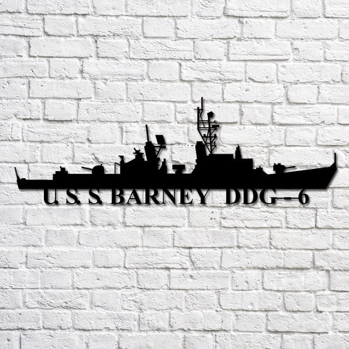 U. S. S. Barney Ddg 6 Navy Ship Metal Art, Custom Us Navy Ship Cut Metal Sign, Gift For Navy Veteran, Navy Ships Silhouette Metal Art, Navy Home Decor Laser Cut Metal Signs Custom Gift Ideas