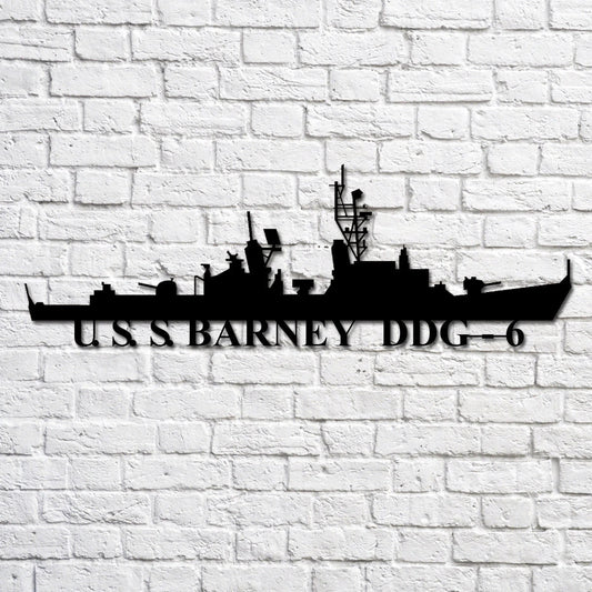 U. S. S. Barney Ddg 6 Navy Ship Metal Art, Custom Us Navy Ship Cut Metal Sign, Gift For Navy Veteran - metal sign