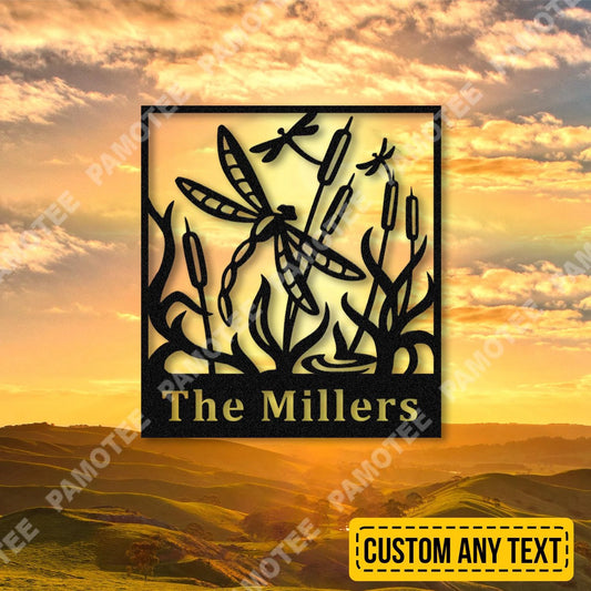 Personalized Dragonfly In Lake, Pond Metal Sign, Steel Wall Hanging Gift, Metal Laser Cut Metal Signs Custom Gift Ideas - 8 inches - metal sign