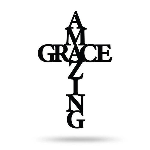 Amazing Grace Cross Cut Metal Sign Metal House Sign