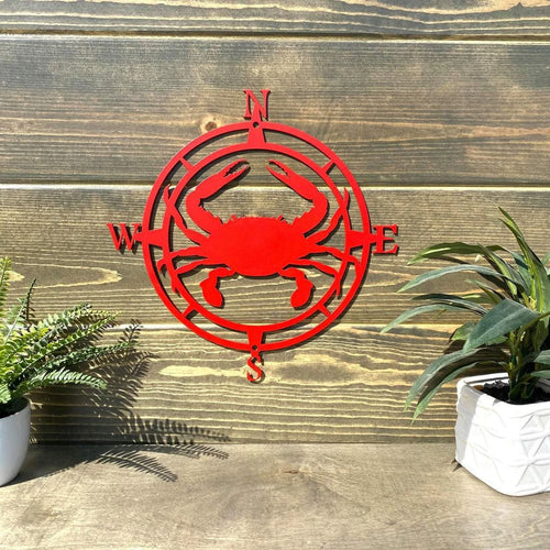 Crab Compass Wall Decor Cut Metal Sign Metal House Sign