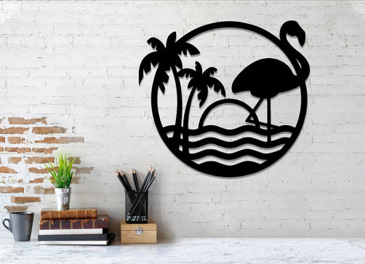 Personalized Flamingo Metal Sign, Beach House Metal Sign, Monogram Flamingo, Handcrafted Metal Art, Metal - metal sign