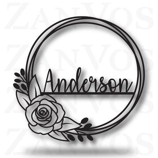 Rose Monogram Customized Metal Signs, Custom Metal Sign, Custom Signs, Metal Sign, Metal Laser Cut Metal Signs Custom Gift Ideas - 8 inches - metal sign