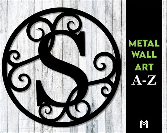 Monogram, Metal Sign, Personalized Gift, Housewarming Gift, Metal Initial Sign, Monogram Circle, Metal - metal sign