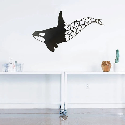 Geometric Orca Metal Art Cut Metal Sign - 8 inches - metal sign
