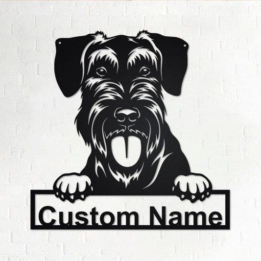 Custom Giant Schnauzer Dog Metal Wall Art, Personalized Giant Schnauzer Name Sign Decoration For Room - metal sign