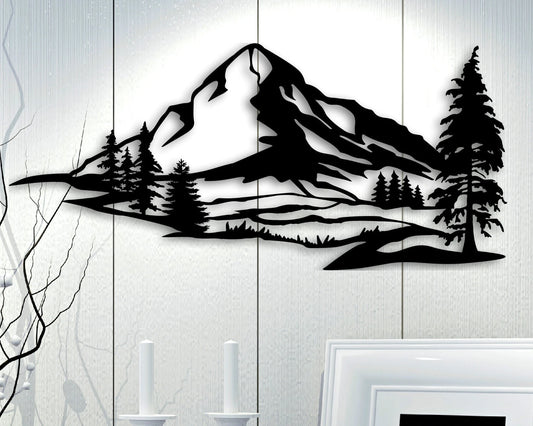Mountains Mountains Scandinavian Decor Idea Gift living Room Stencil Hanging Mountain Range Artwork Mountain Sign - 8 inches - metal sign