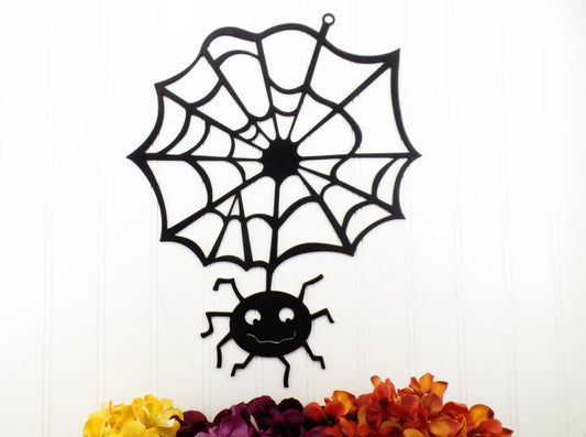 Outdoor Halloween Decorations Spider Spiderweb Metal Sign Outdoor Halloween Decorations Entryway Decor Outdoor - 8 inches - metal sign