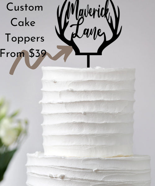Deer Antler Cake Topper Cut Metal Sign Wall Decor Metal Sign Metal Art