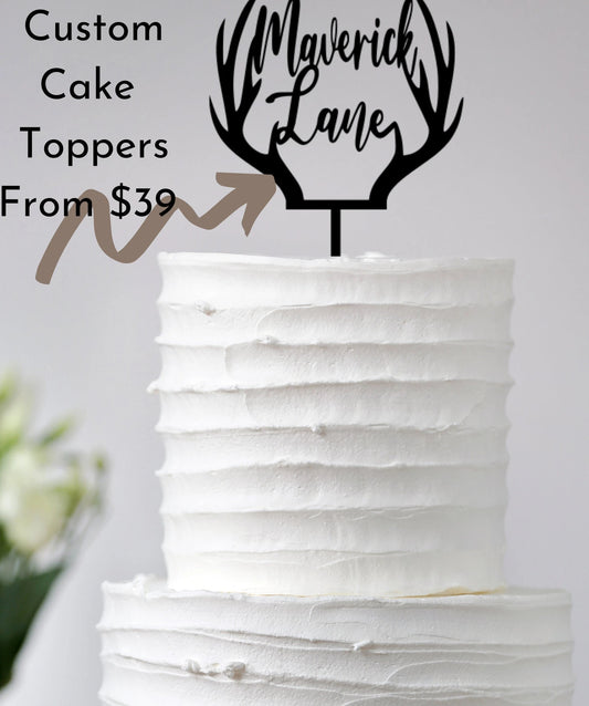 Deer Antler Cake Topper Cut Metal Sign Wall Decor Metal Sign Metal Art - 8 inches - metal sign
