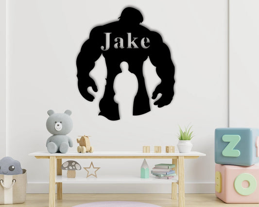 Superhero Hulk Metal Cheer Decor Hulk Hero Sign Hulk Name Sign Hulk Metal Art Custom Metal Custom Name Gifts For Boys - 8 inches - metal sign